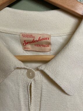Sonderhaus Heritage Women's Cream Knit Button-Up Top